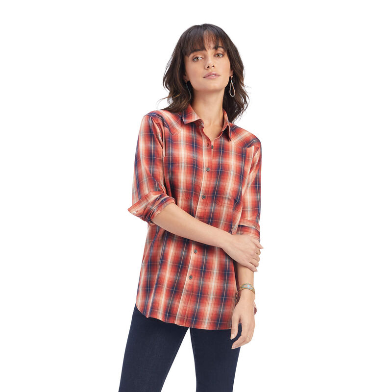 Blusas Ariat Real Billie Rae Naranjas/Azul Marino Mujer - Chile 264-YBXFTW